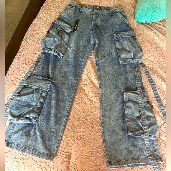 “Strap It Down Cargo Jeans” by Fashion Nova. ( Brand new with tags) - Picture 3 of 4